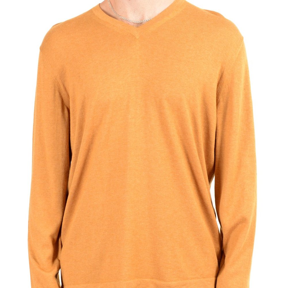 Malo Men's Brown Cashmere V-Neck Pullover Sweater